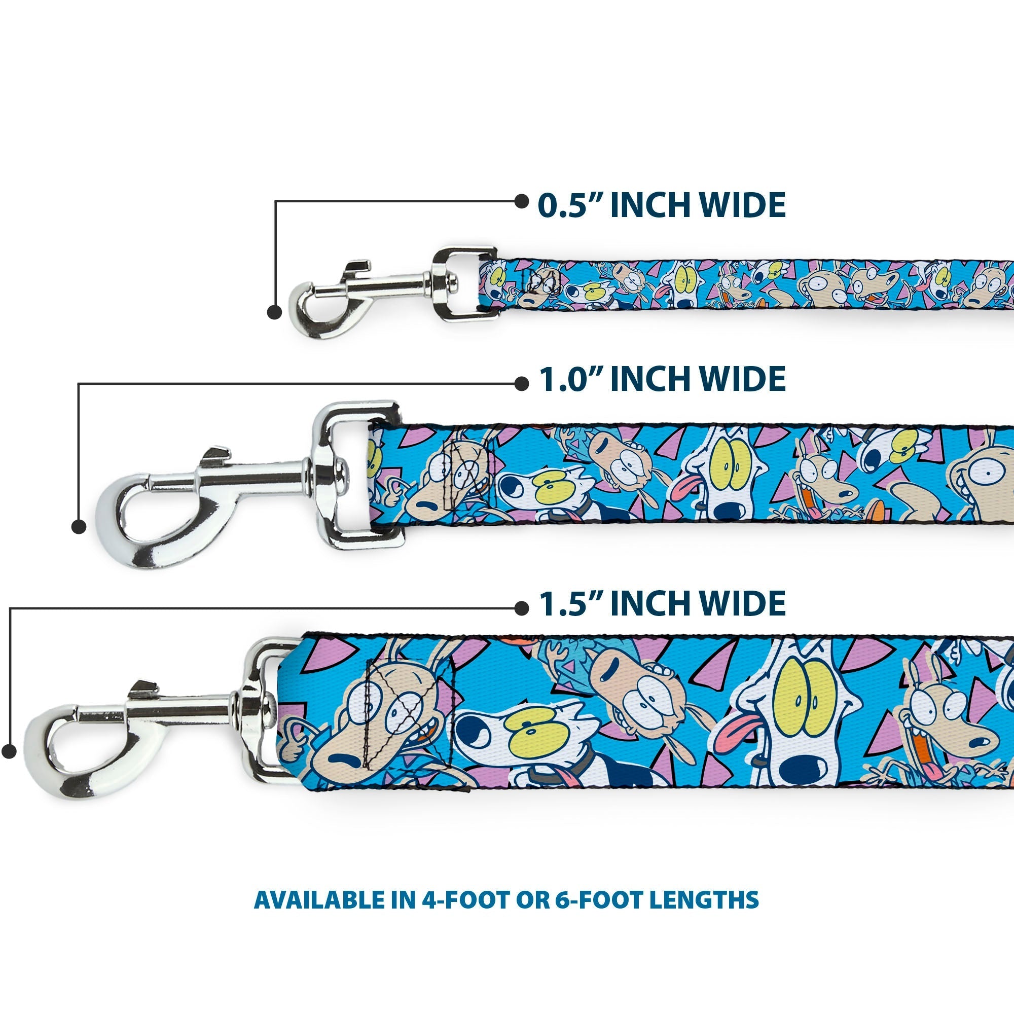 Dog Leash - Rocko & Spunky Scattered Expressions/Triangles Blue/Lavender