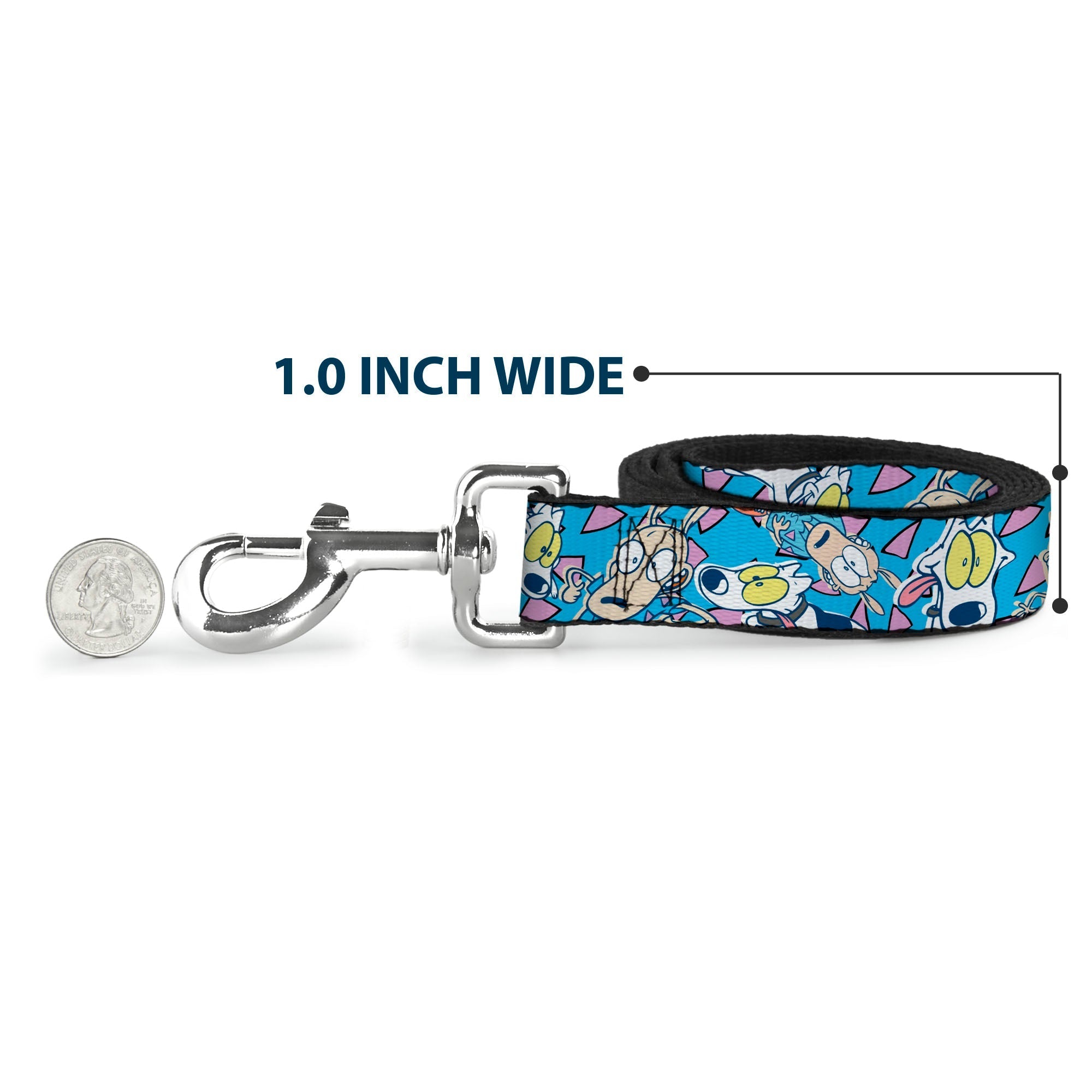 Dog Leash - Rocko & Spunky Scattered Expressions/Triangles Blue/Lavender