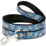 Dog Leash - Rocko & Spunky Scattered Expressions/Triangles Blue/Lavender