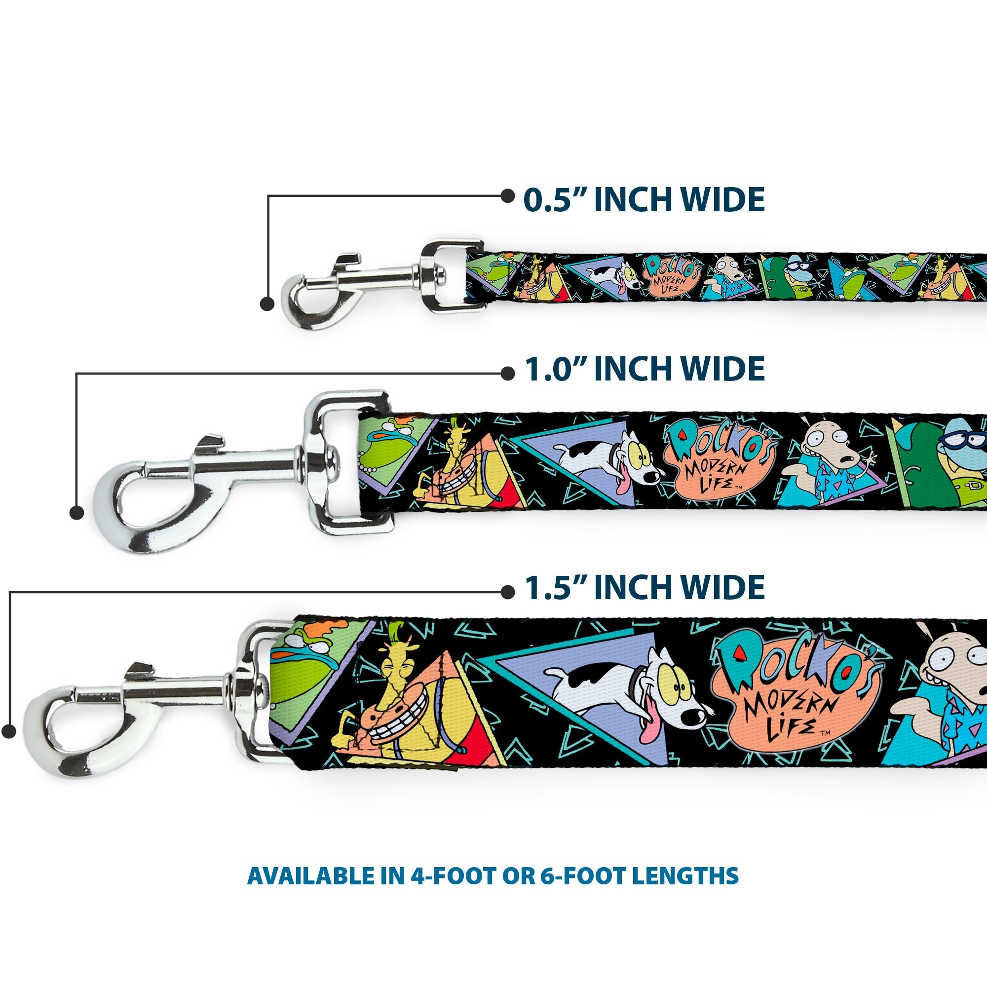 Dog Leash - ROCKOS MODERN LIFE Character Portraits/Triangles Black/Blue