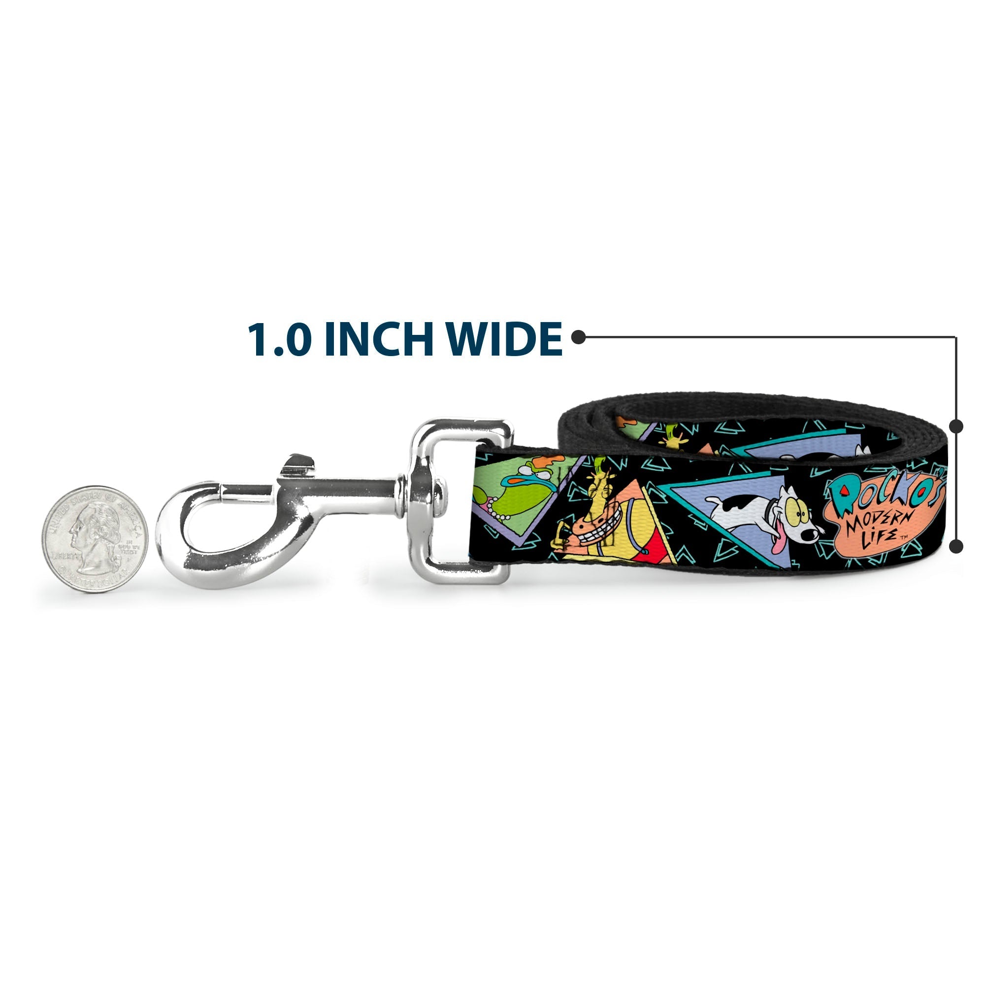 Dog Leash - ROCKOS MODERN LIFE Character Portraits/Triangles Black/Blue