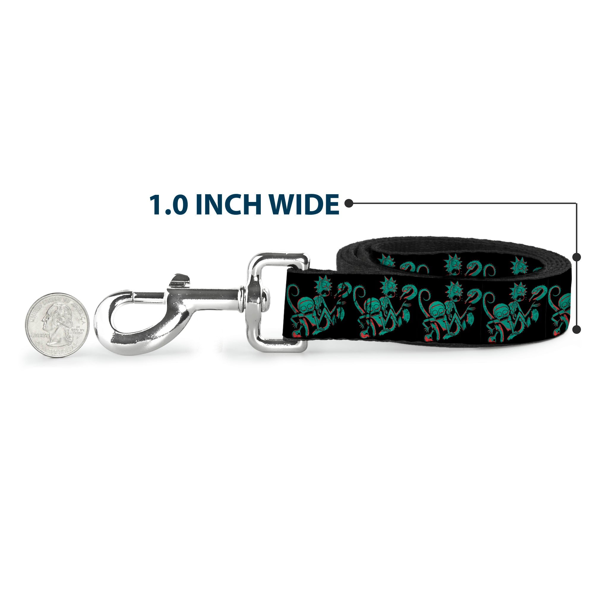 Dog Leash - Rick and Morty Psychedelic Monster Pose Black/Greens - HT Animal Supply