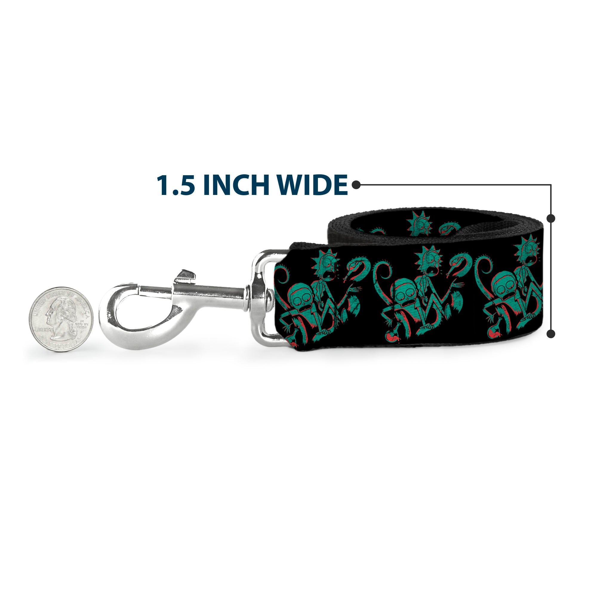 Dog Leash - Rick and Morty Psychedelic Monster Pose Black/Greens - HT Animal Supply
