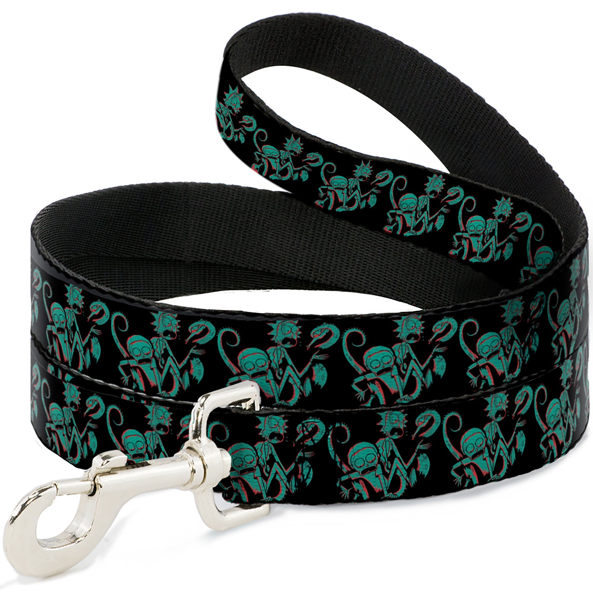 Dog Leash - Rick and Morty Psychedelic Monster Pose Black/Greens - HT Animal Supply