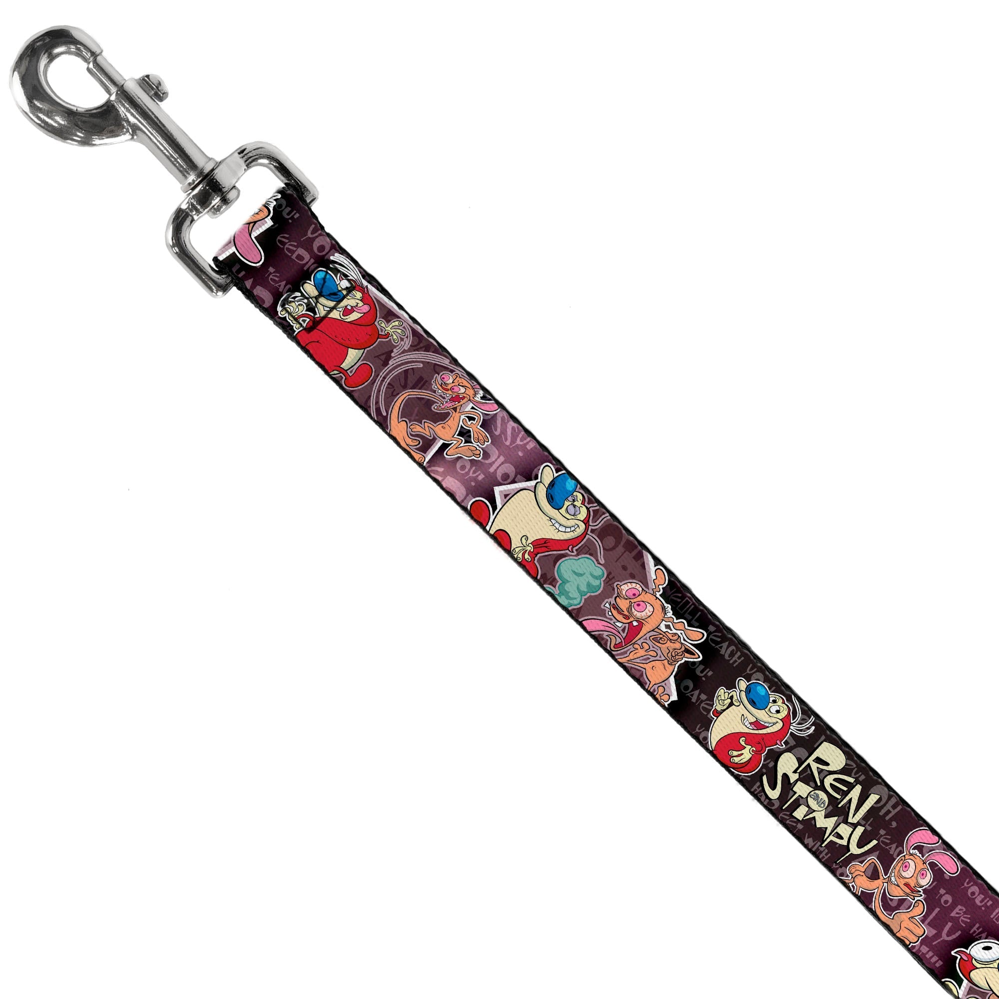 Dog Leash - REN & STIMPY Poses Text Purples 