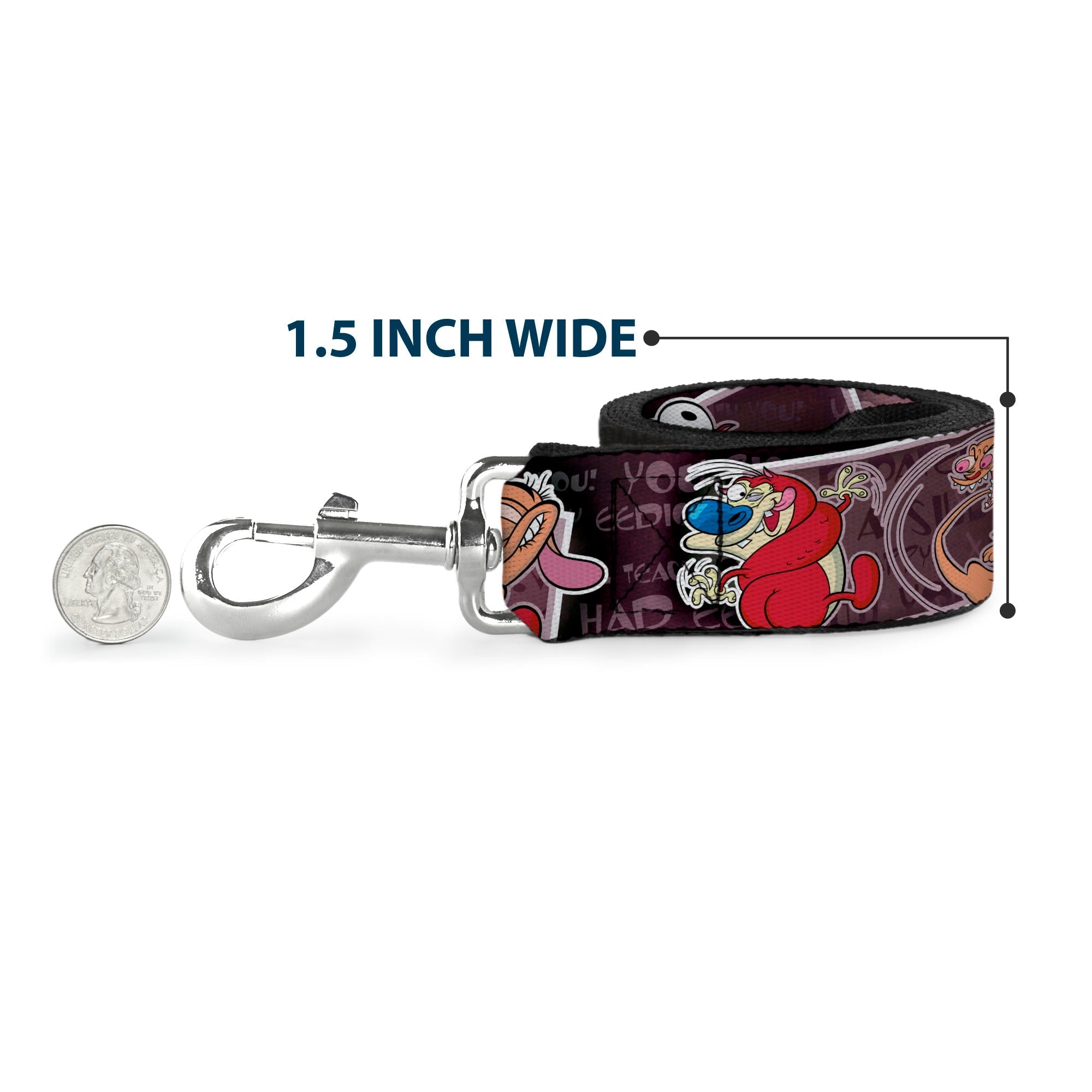Dog Leash - REN & STIMPY Poses Text Purples 