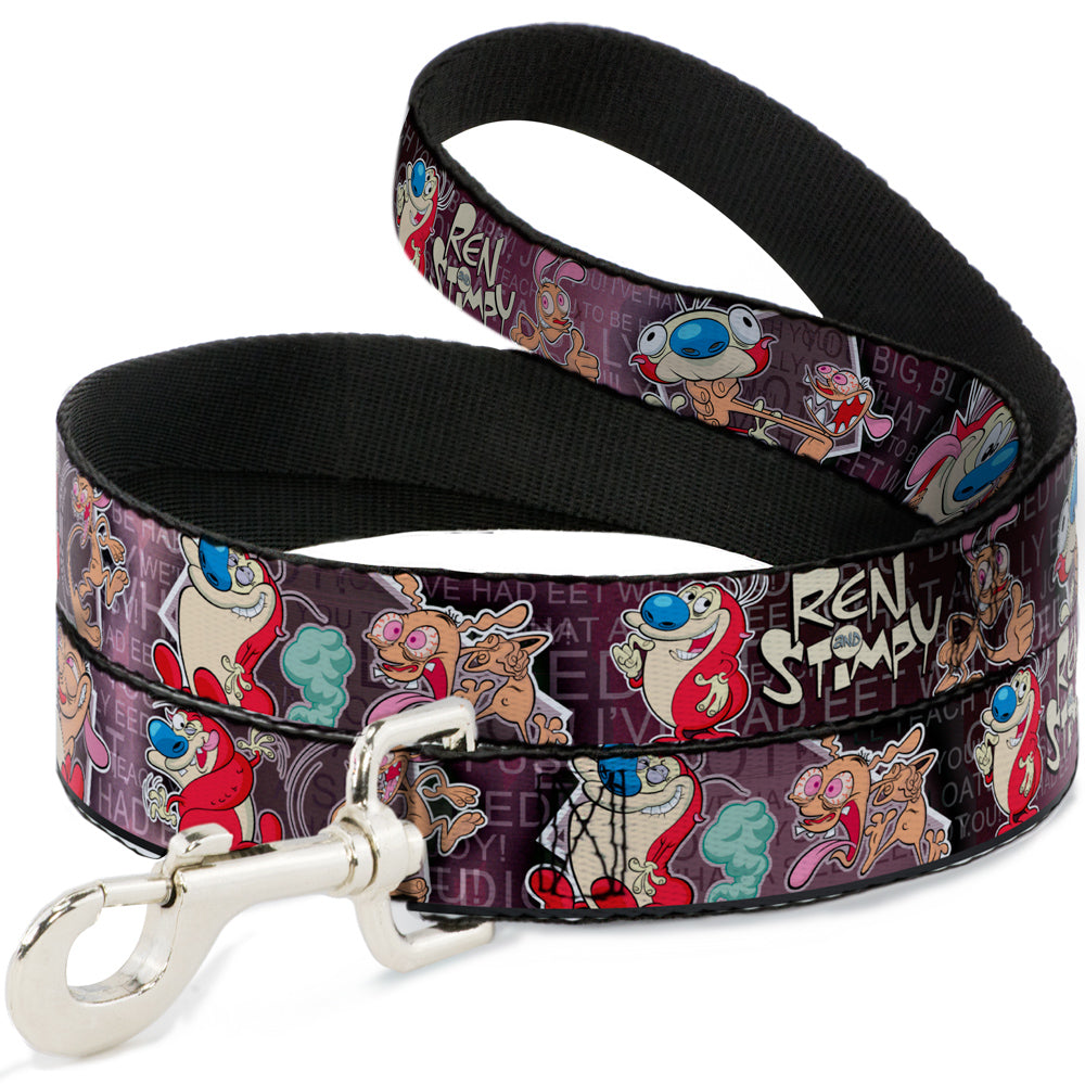 Dog Leash - REN & STIMPY Poses Text Purples 