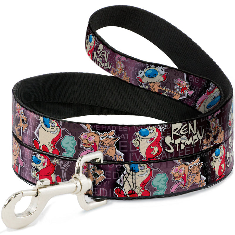 Dog Leash - REN & STIMPY Poses Text Purples 