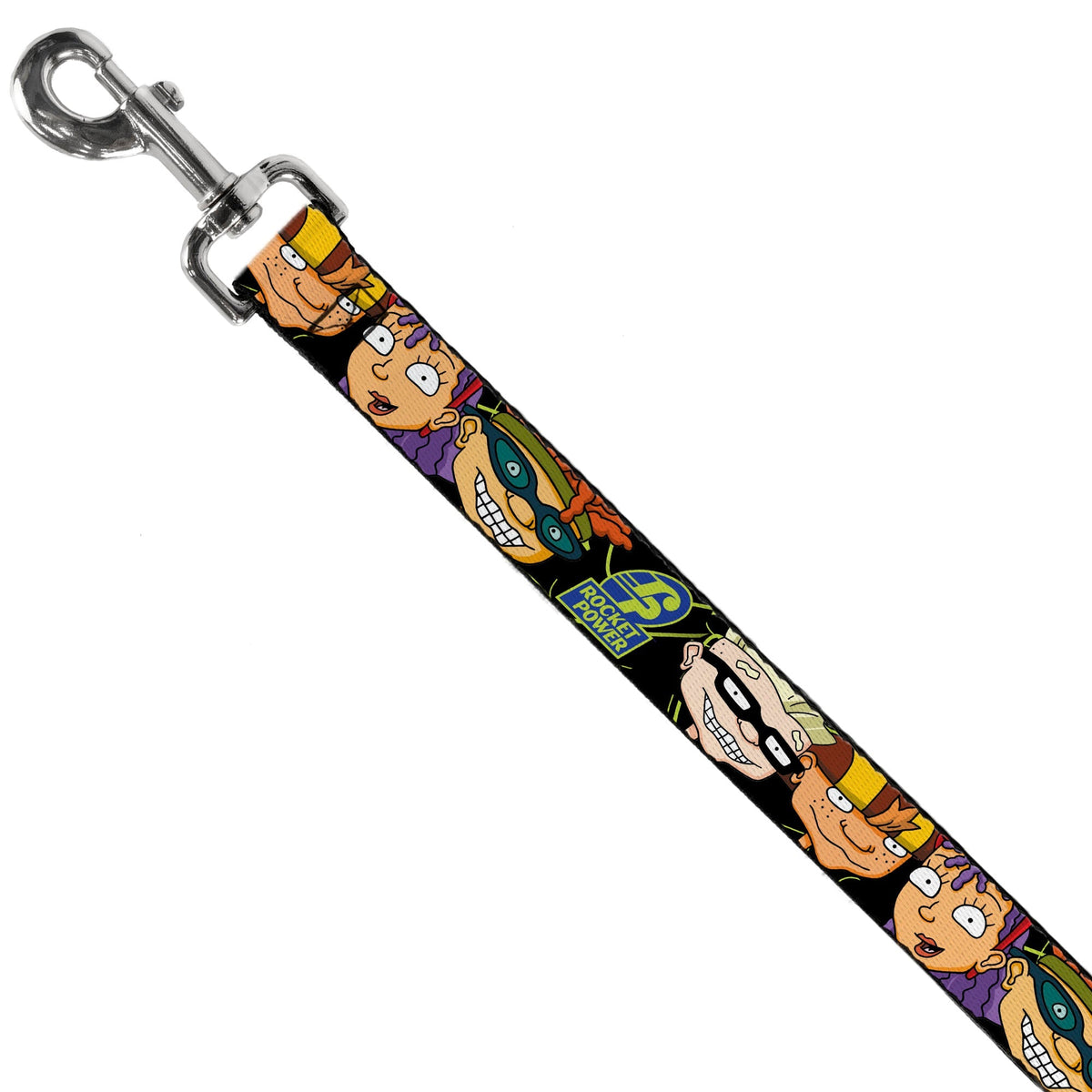 Dog Leash - ROCKET POWER RP Logo/4-Character Faces CLOSE-UP Black/Green/Blue 
