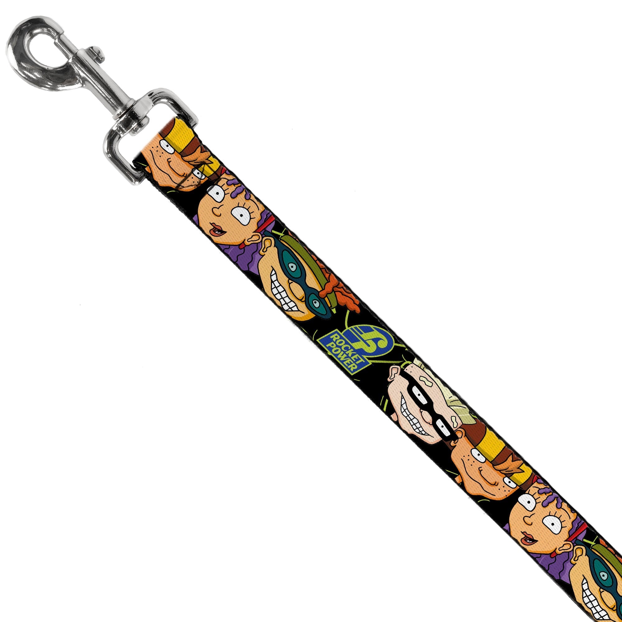 Dog Leash - ROCKET POWER RP Logo/4-Character Faces CLOSE-UP Black/Green/Blue 