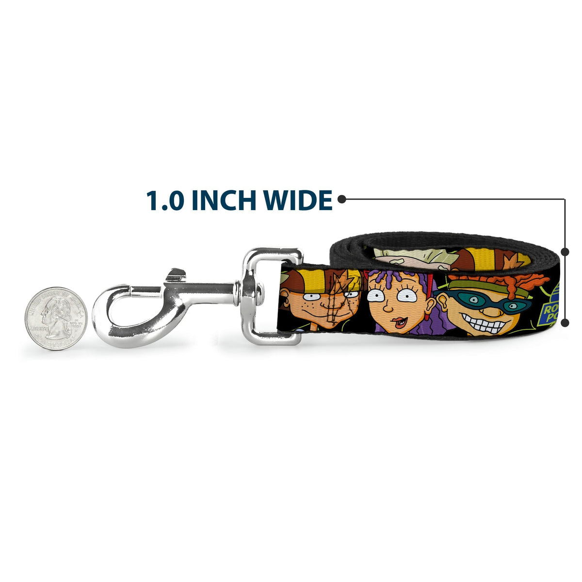 Dog Leash - ROCKET POWER RP Logo/4-Character Faces CLOSE-UP Black/Green/Blue 