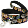 Dog Leash - ROCKET POWER RP Logo/4-Character Faces CLOSE-UP Black/Green/Blue