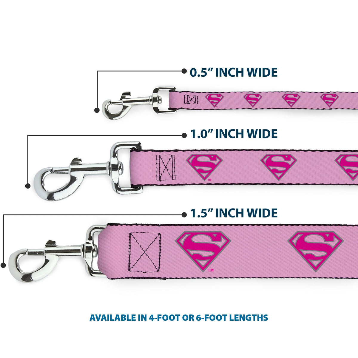 Dog Leash - Superman Shield Pink 