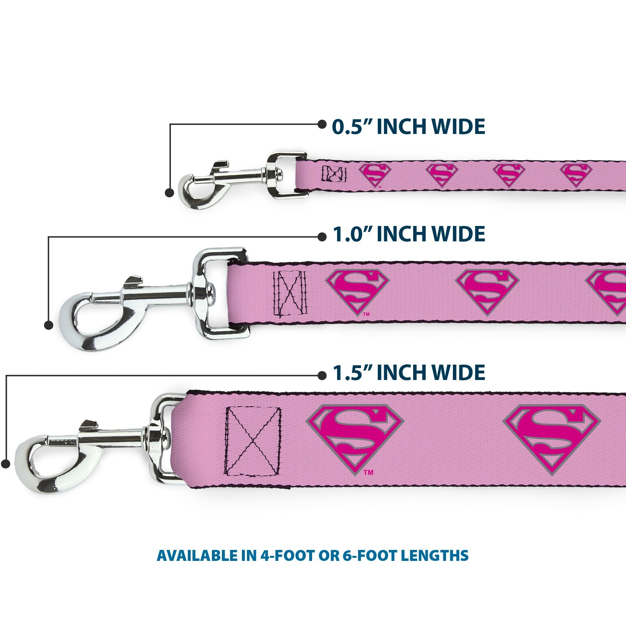 Dog Leash - Superman Shield Pink 
