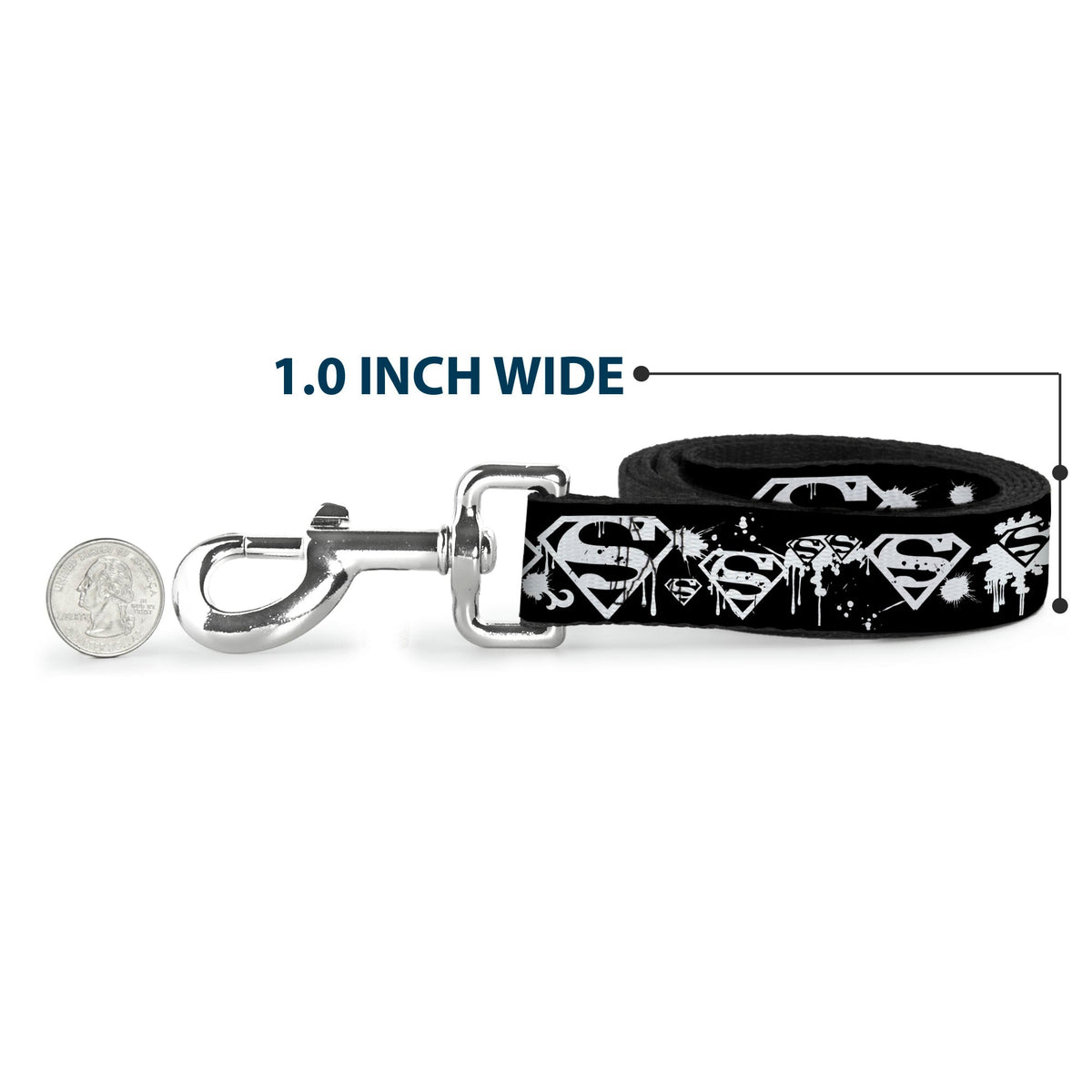 Dog Leash - Superman Shield Splatter Black/White 