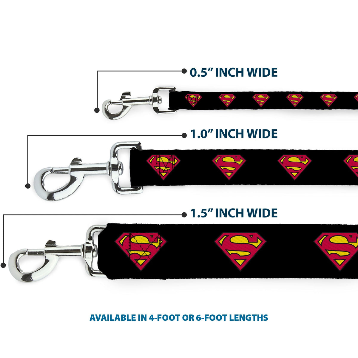 Dog Leash - Superman Shield Black 