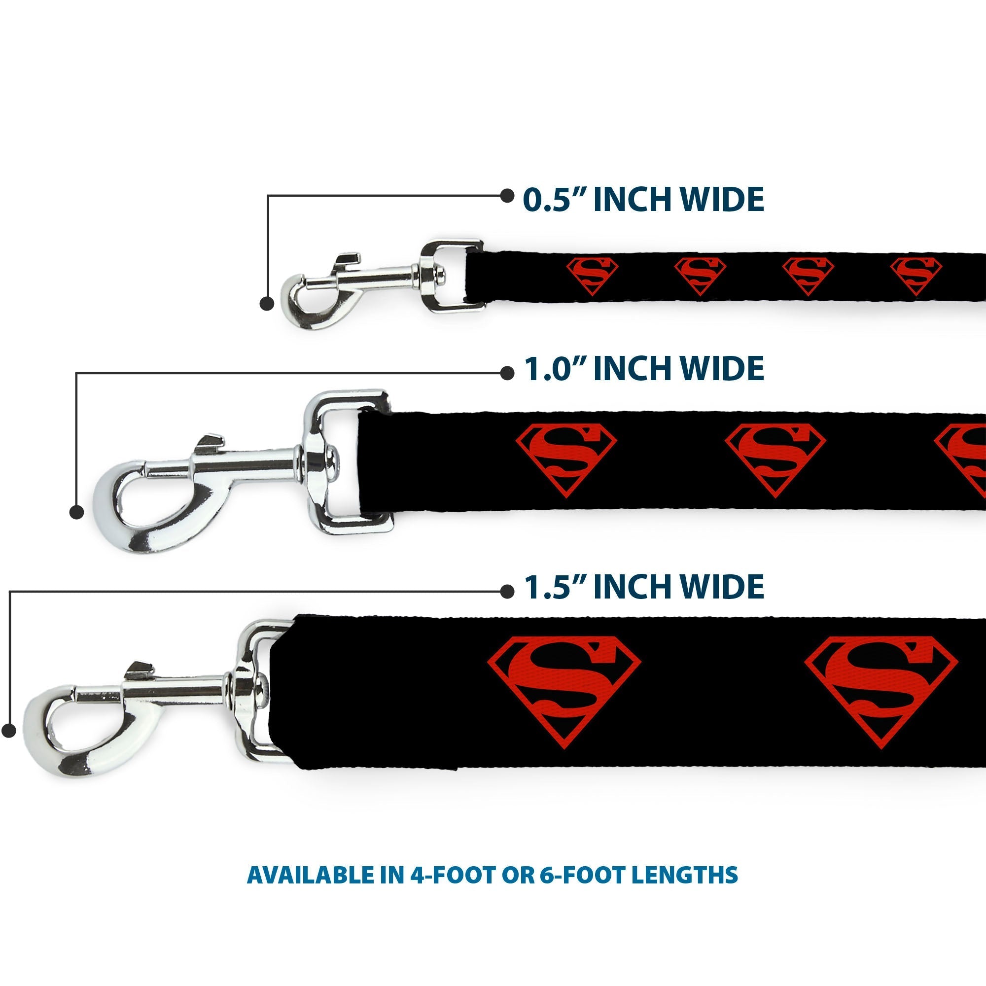 Dog Leash - Superboy Shield Black/Red 