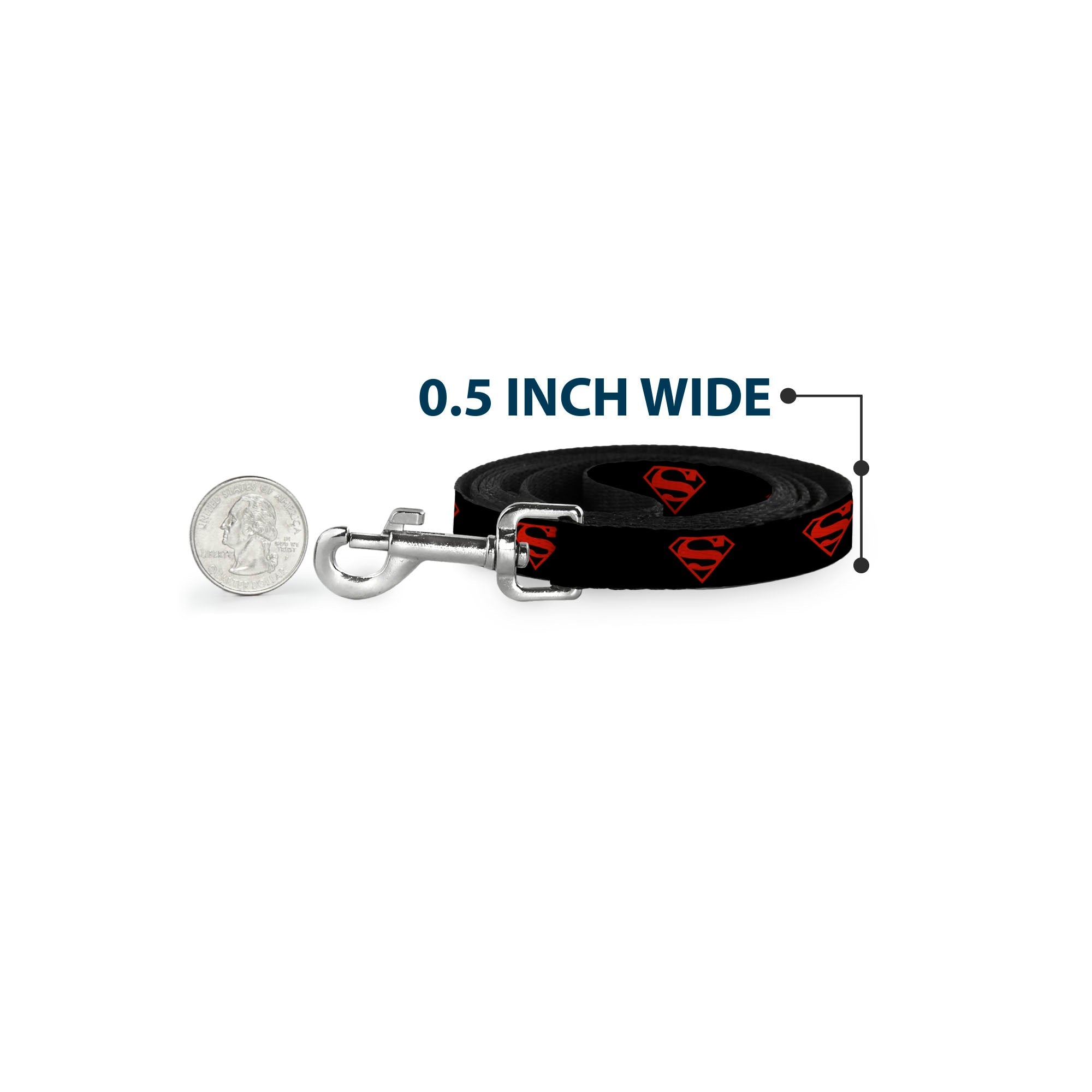 Dog Leash - Superboy Shield Black/Red 