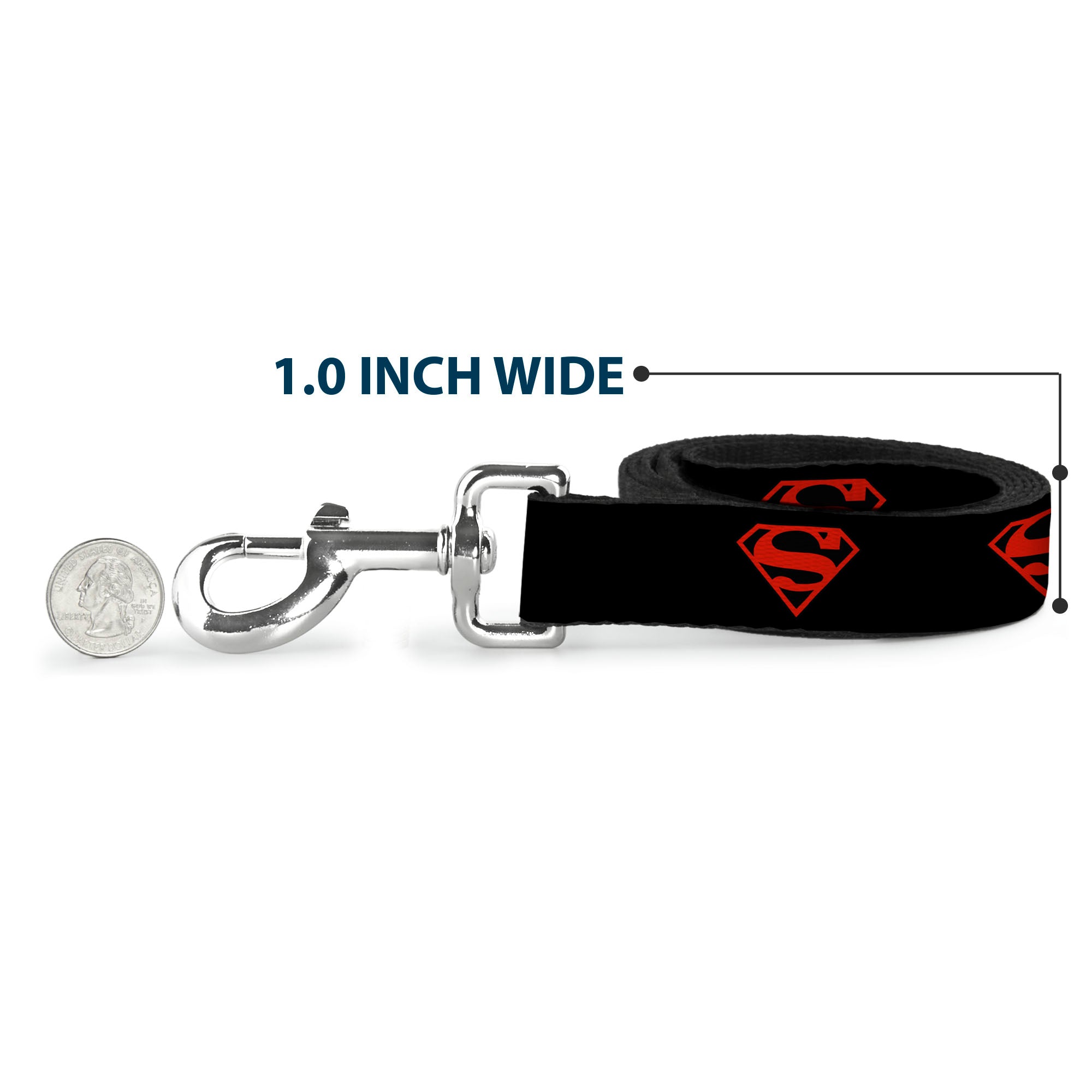 Dog Leash - Superboy Shield Black/Red 