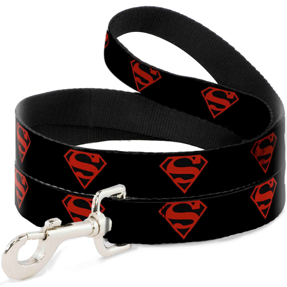 Dog Leash - Superboy Shield Black/Red 