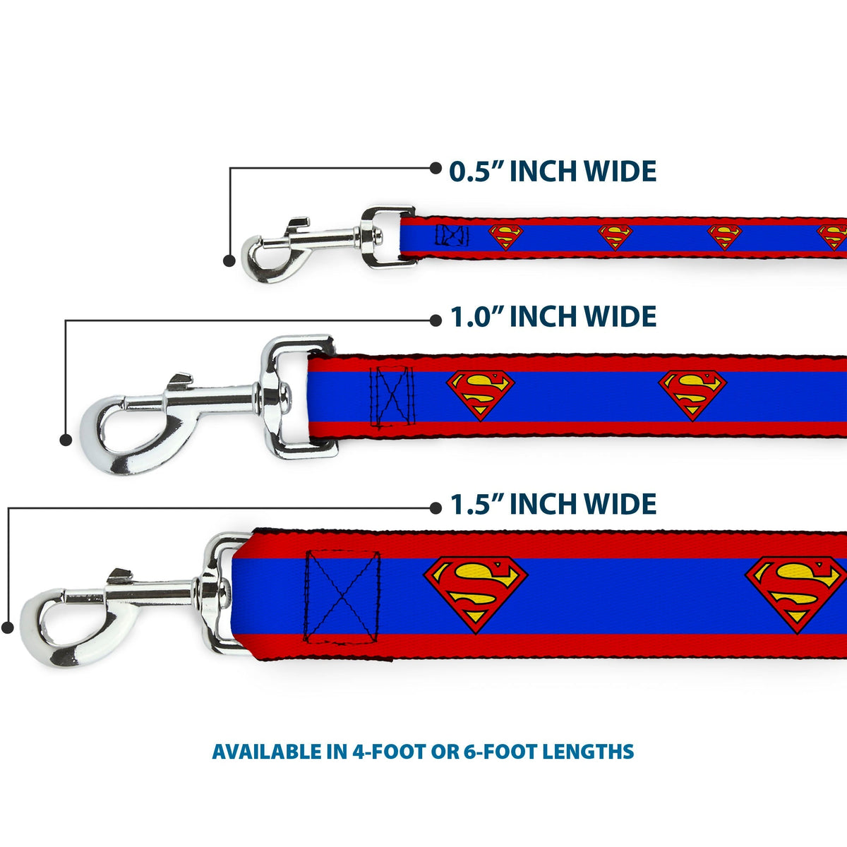 Dog Leash - Superman Shield/Stripe Red/Blue 