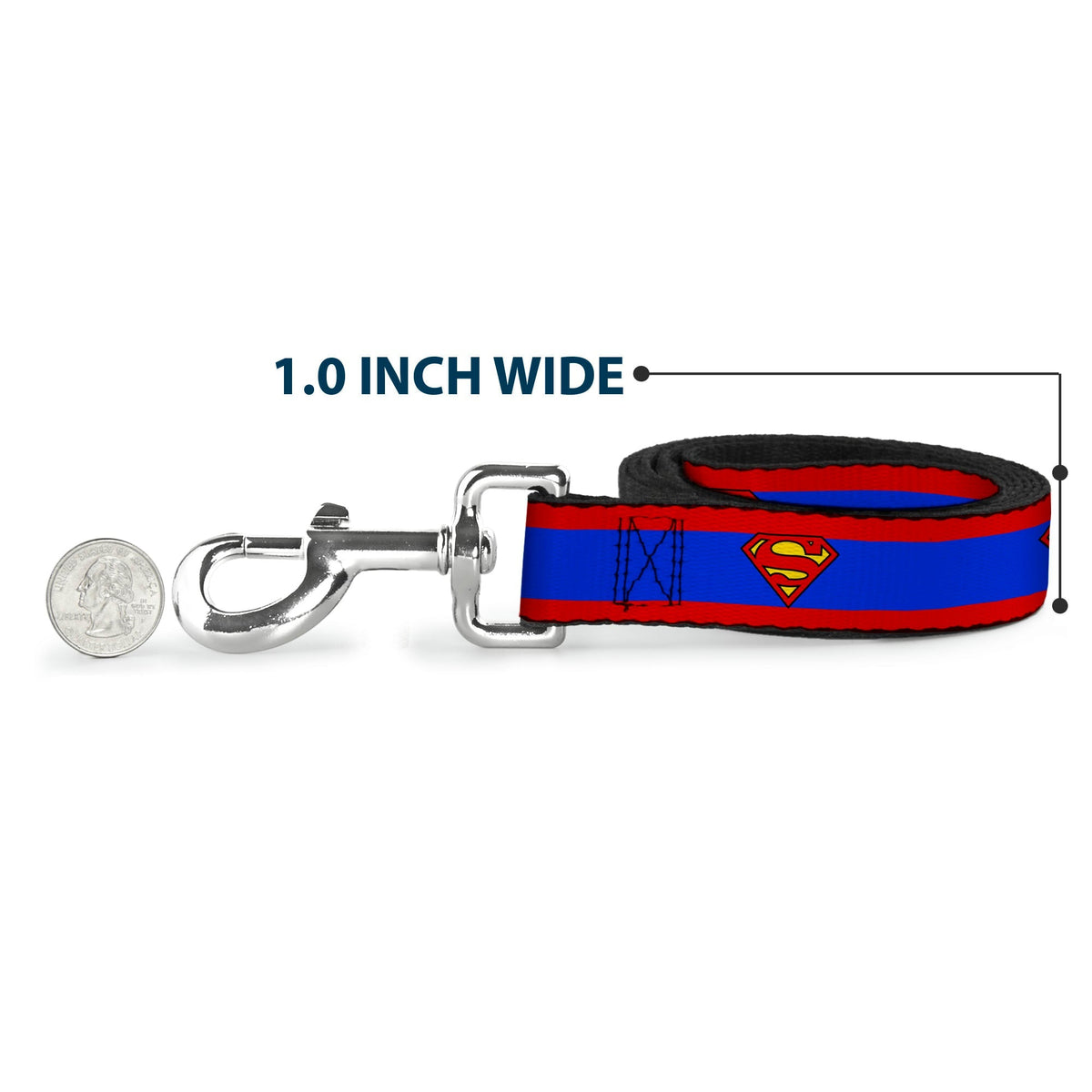 Dog Leash - Superman Shield/Stripe Red/Blue 