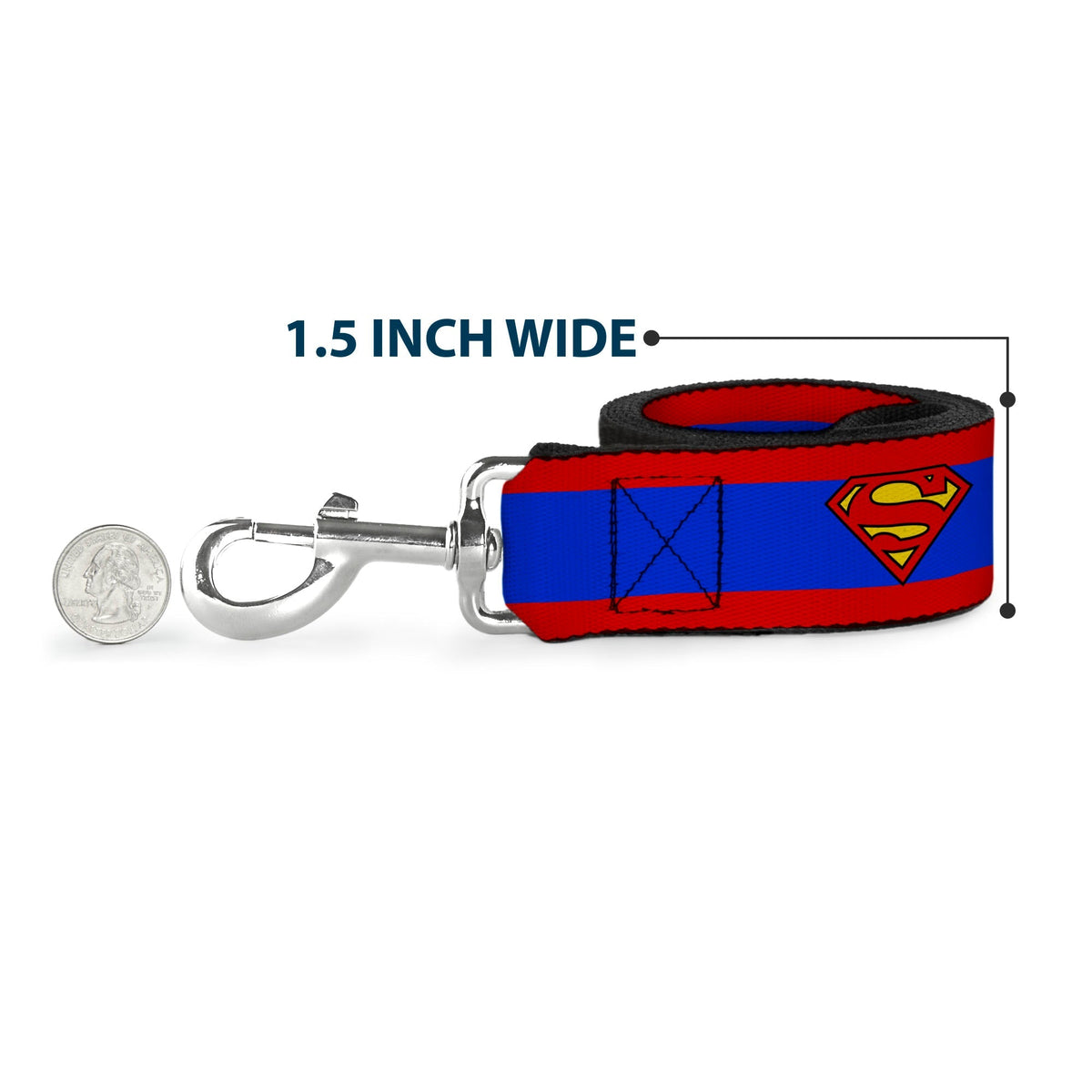 Dog Leash - Superman Shield/Stripe Red/Blue 