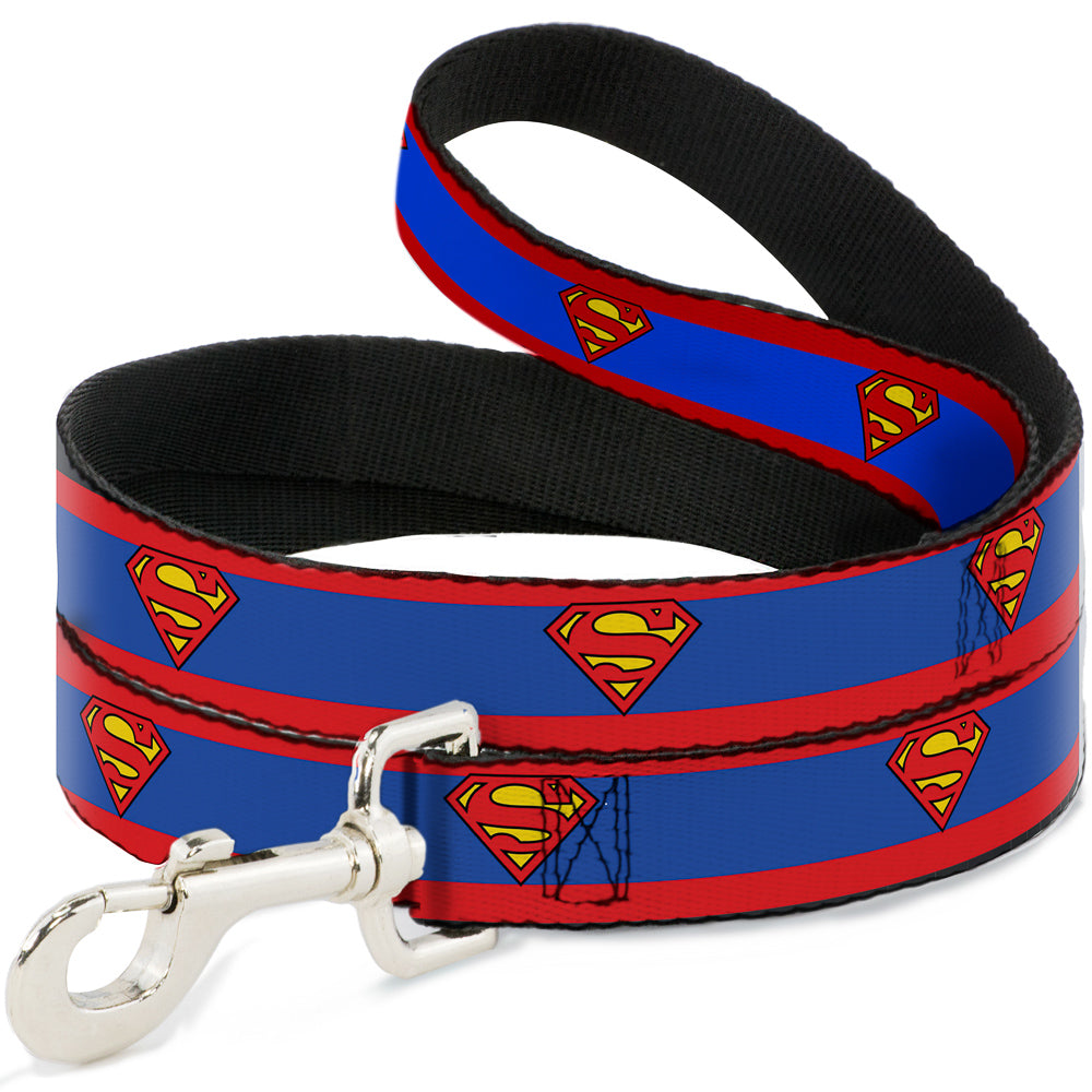 Dog Leash - Superman Shield/Stripe Red/Blue 