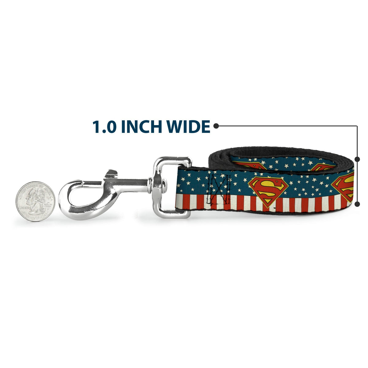 Dog Leash - Superman Shield Americana Red/White/Blue/Yellow 
