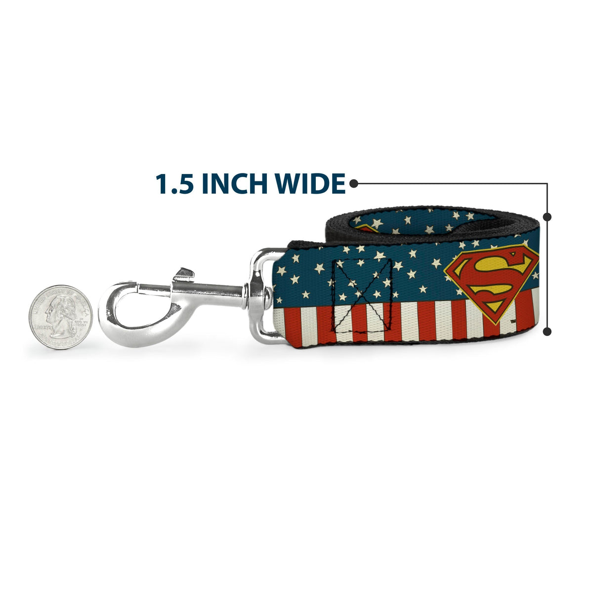 Dog Leash - Superman Shield Americana Red/White/Blue/Yellow 