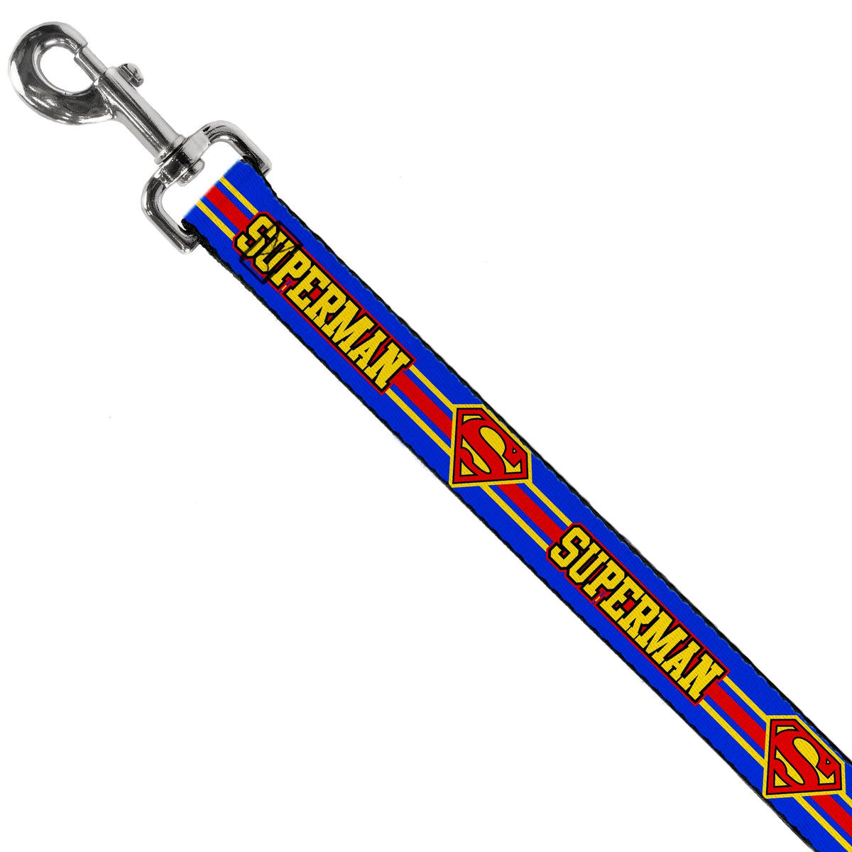 Dog Leash - SUPERMAN/Shield Stripe Blue/Yellow/Red 