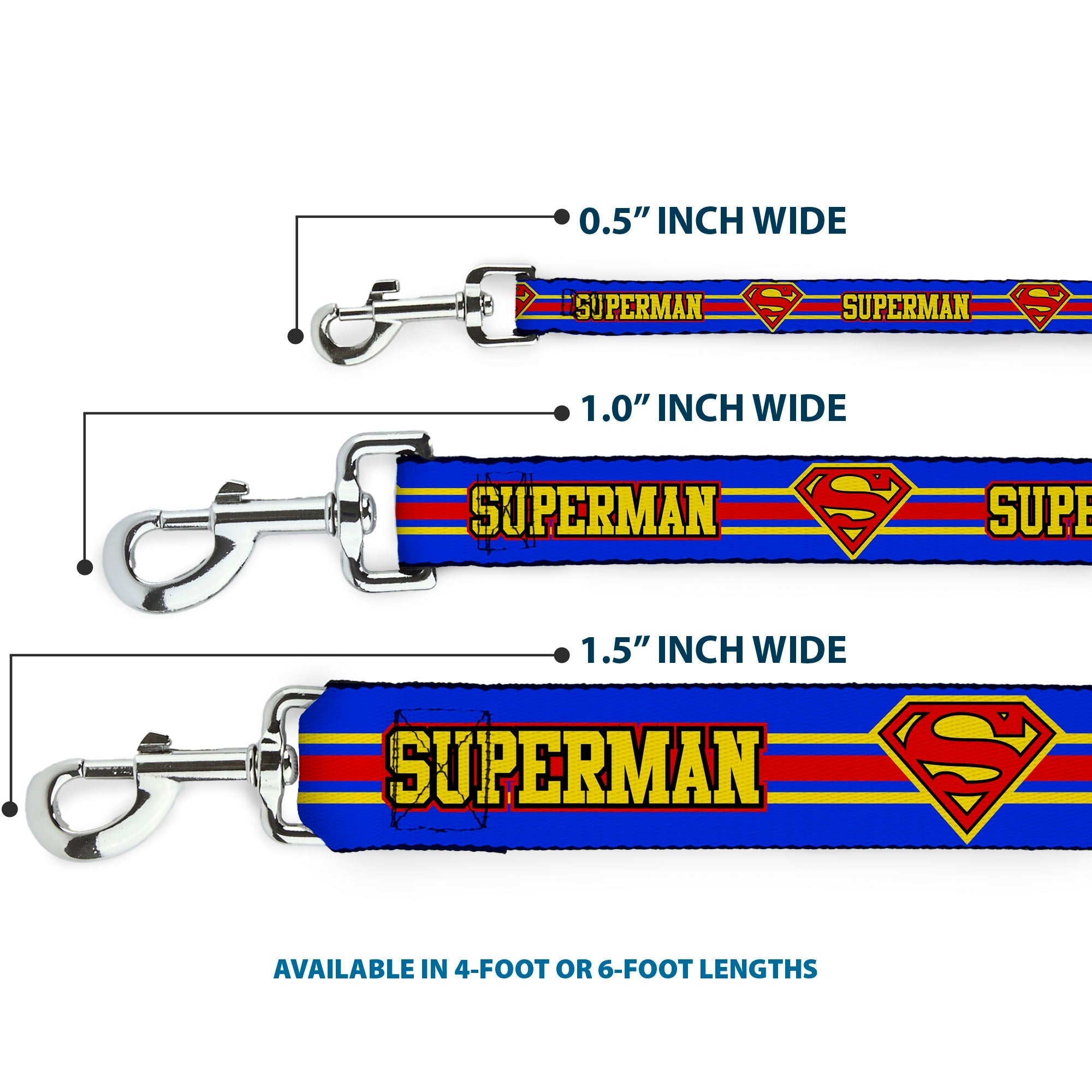 Dog Leash - SUPERMAN/Shield Stripe Blue/Yellow/Red 