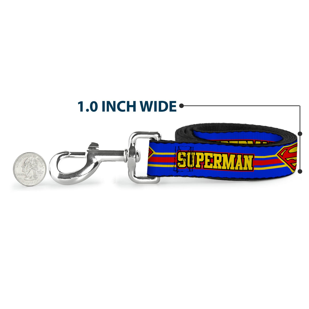 Dog Leash - SUPERMAN/Shield Stripe Blue/Yellow/Red 