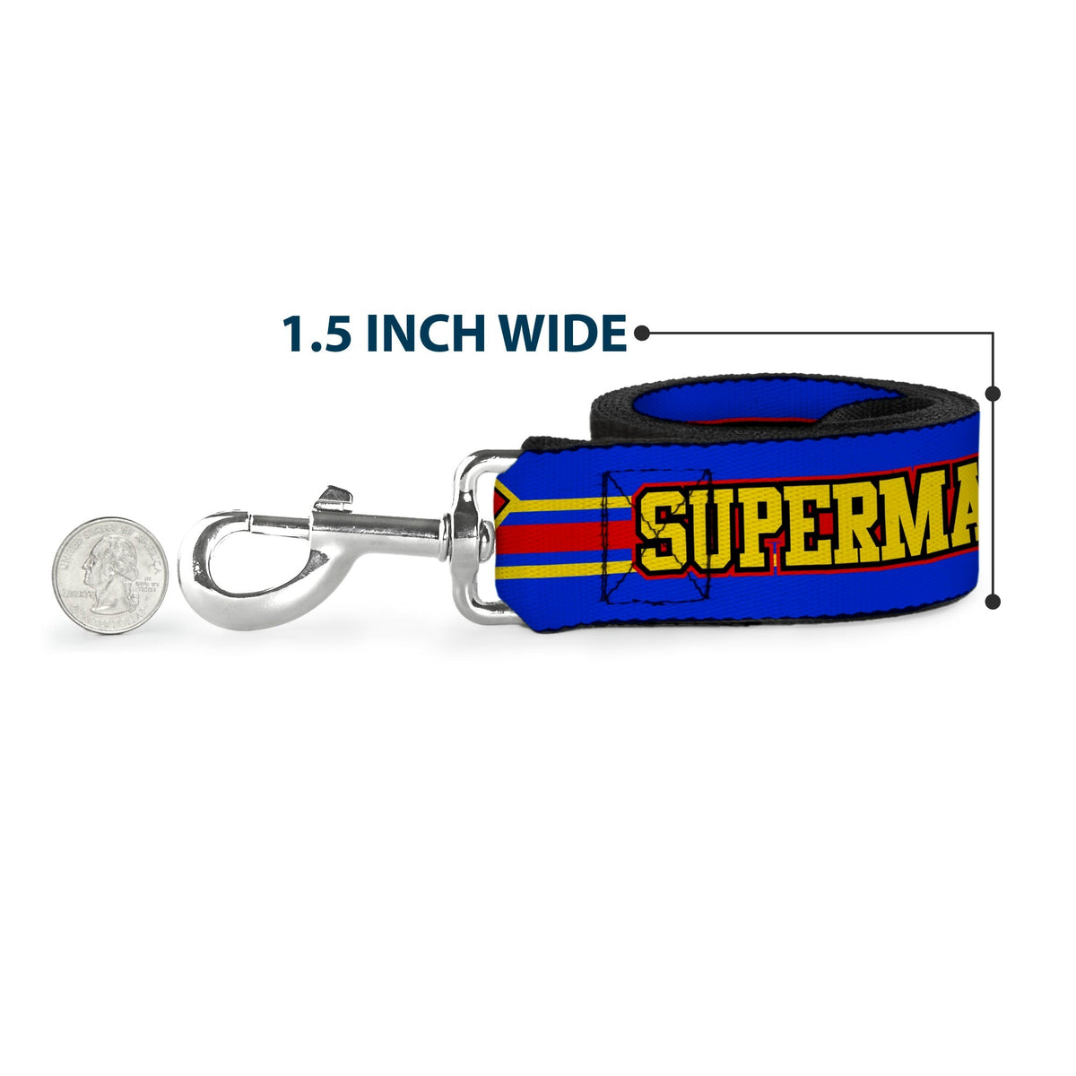 Dog Leash - SUPERMAN/Shield Stripe Blue/Yellow/Red 