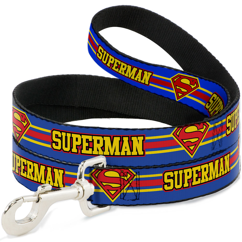 Dog Leash - SUPERMAN/Shield Stripe Blue/Yellow/Red 