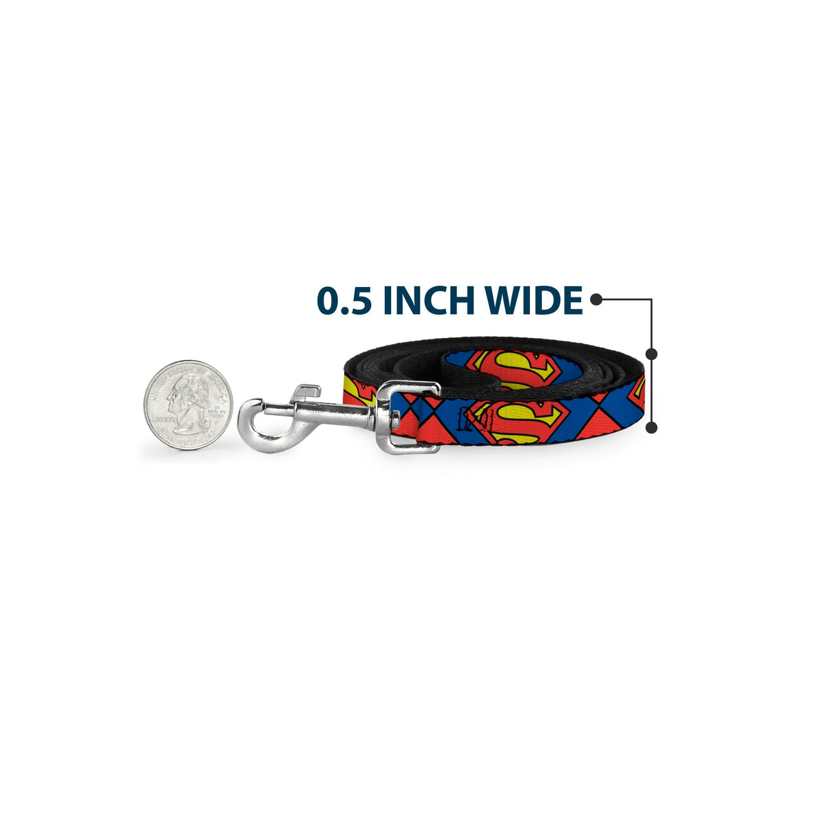 Dog Leash - Superman Shield CLOSE-UP Blue/Red/Yellow 