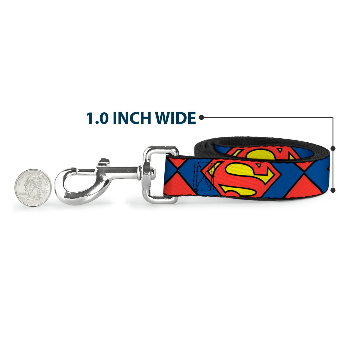 Dog Leash - Superman Shield CLOSE-UP Blue/Red/Yellow 
