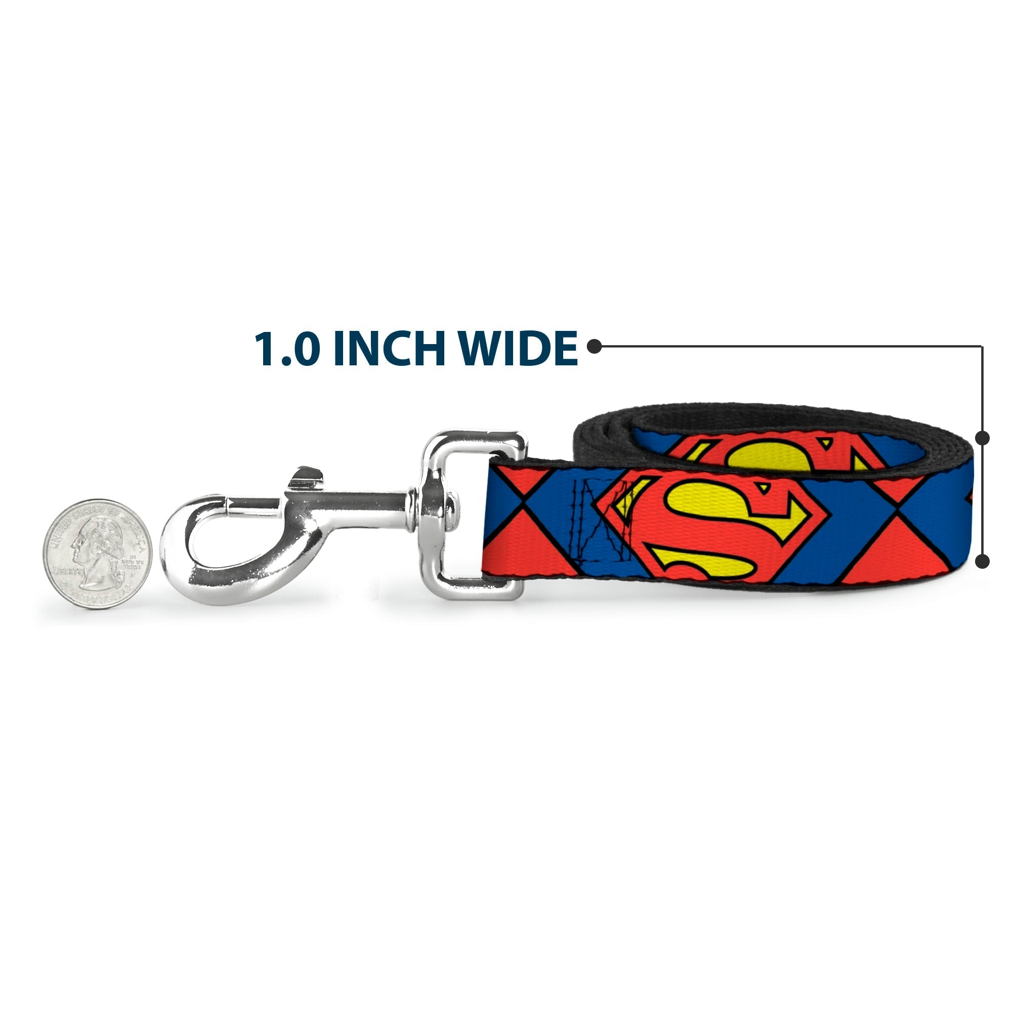 Dog Leash - Superman Shield CLOSE-UP Blue/Red/Yellow 