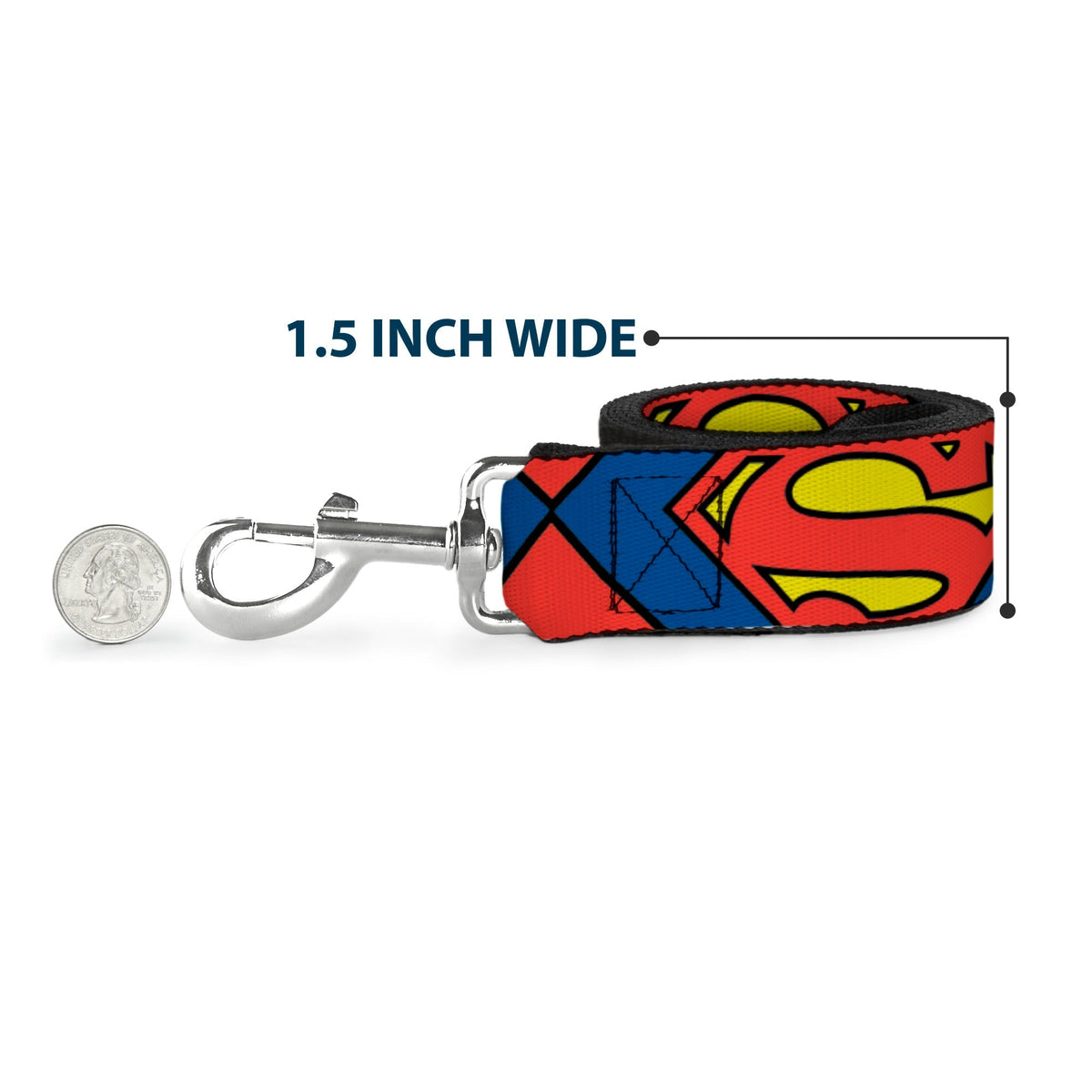 Dog Leash - Superman Shield CLOSE-UP Blue/Red/Yellow 