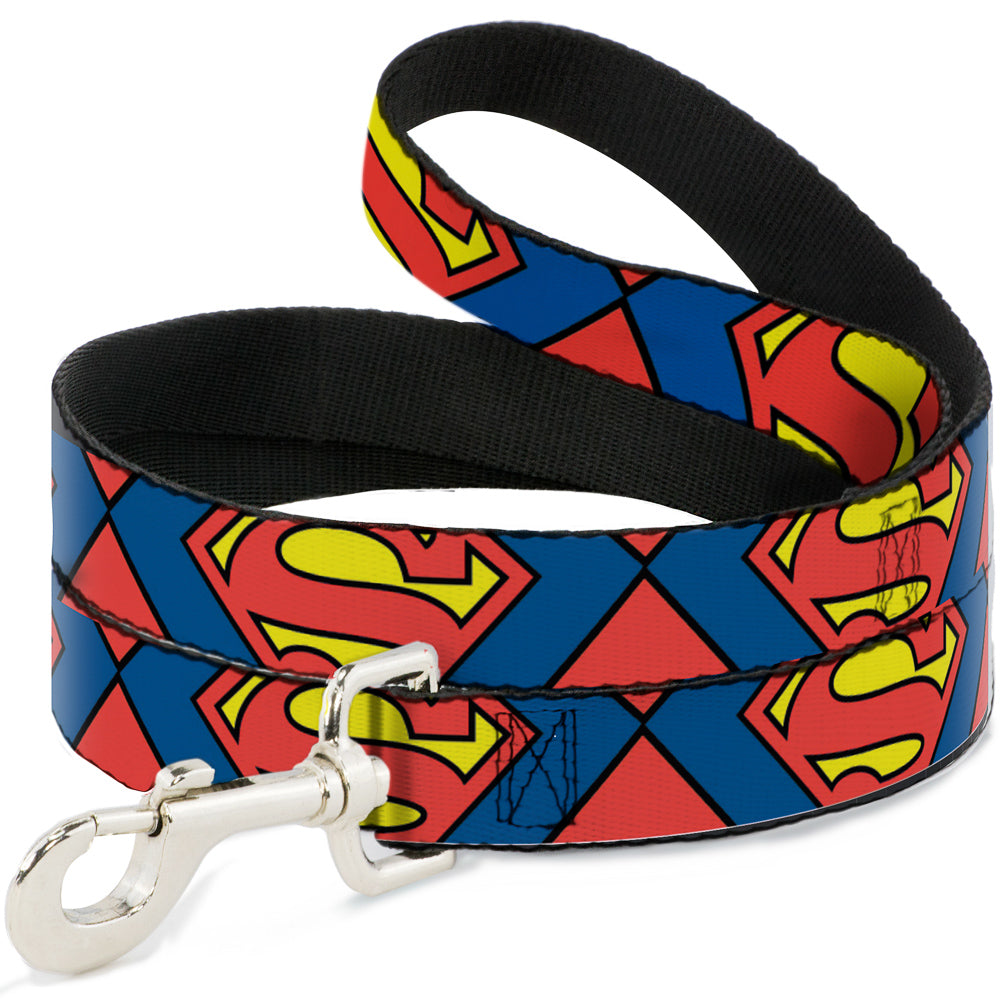 Dog Leash - Superman Shield CLOSE-UP Blue/Red/Yellow 