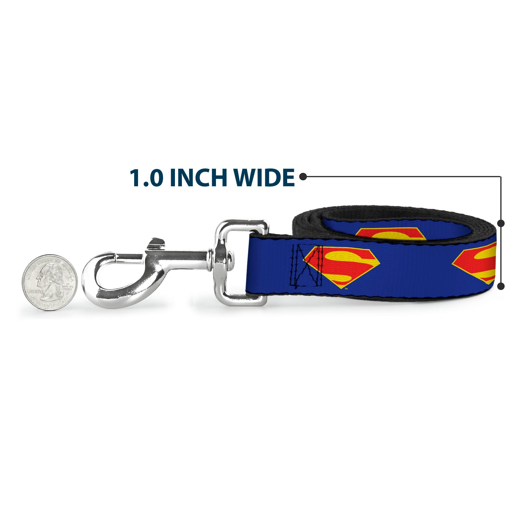 Dog Leash - DC League of Super-Pets Superman Shield Logo Blue/Red/Yellow - HT Animal Supply