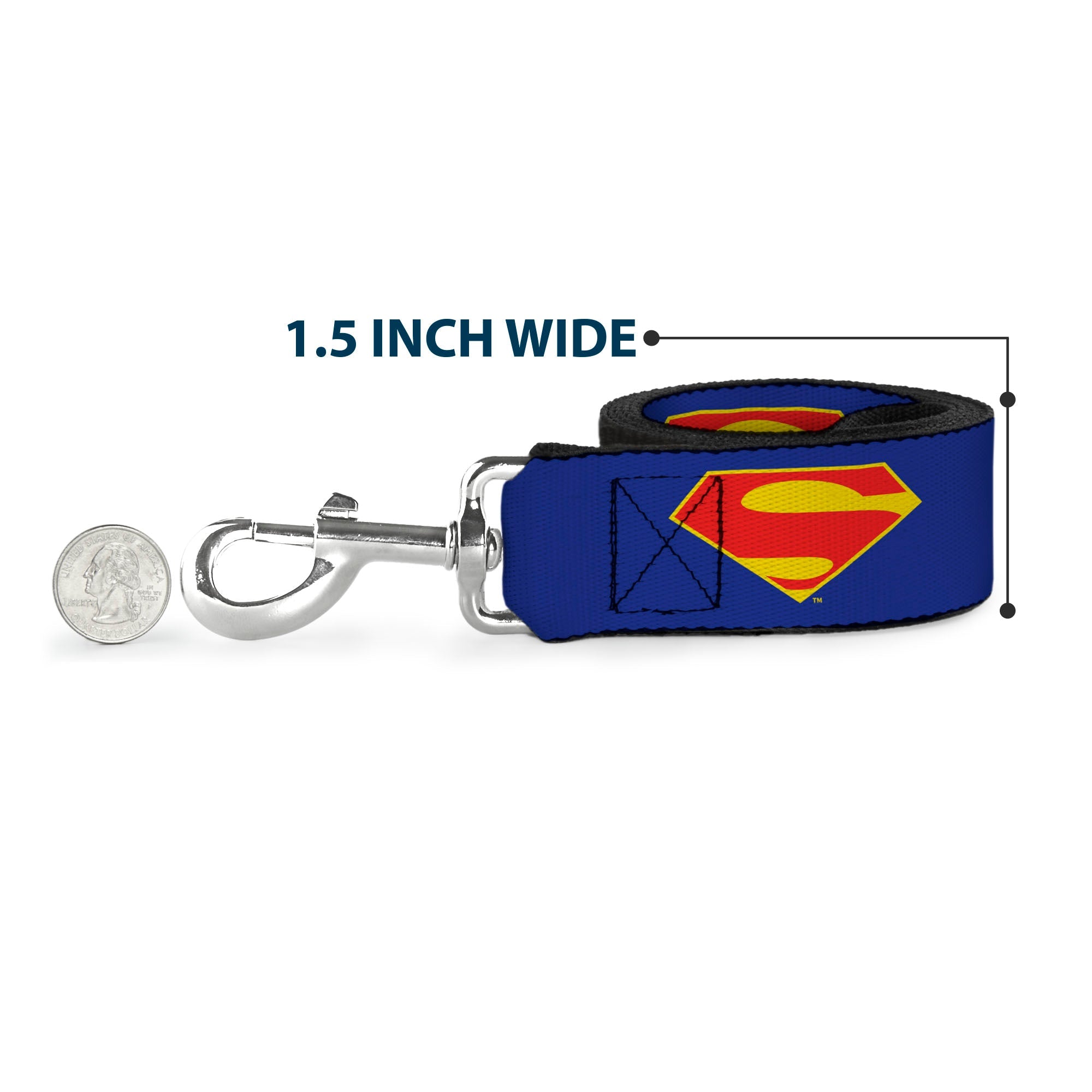 Dog Leash - DC League of Super-Pets Superman Shield Logo Blue/Red/Yellow - HT Animal Supply
