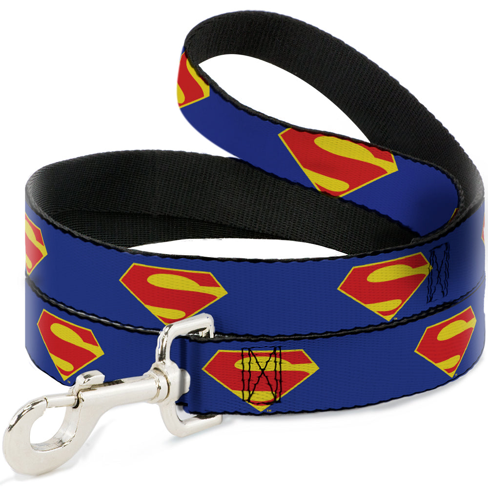 Dog Leash - DC League of Super-Pets Superman Shield Logo Blue/Red/Yellow - HT Animal Supply