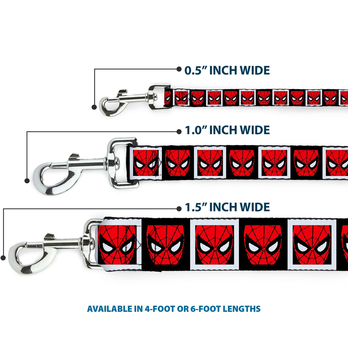 Dog Leash - Spider-Man Face Black/White Blocks 