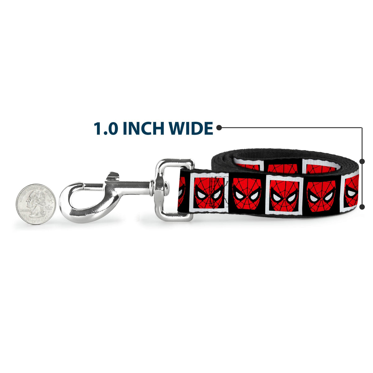 Dog Leash - Spider-Man Face Black/White Blocks 