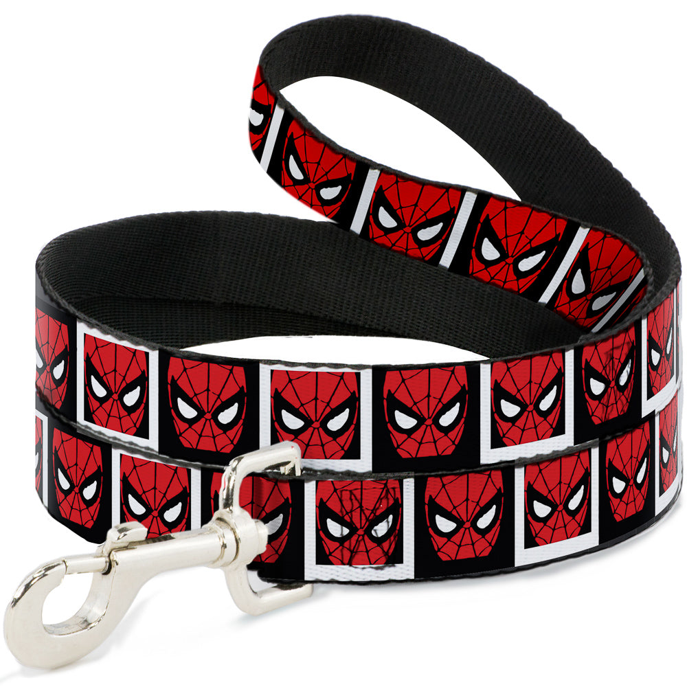 Dog Leash - Spider-Man Face Black/White Blocks 