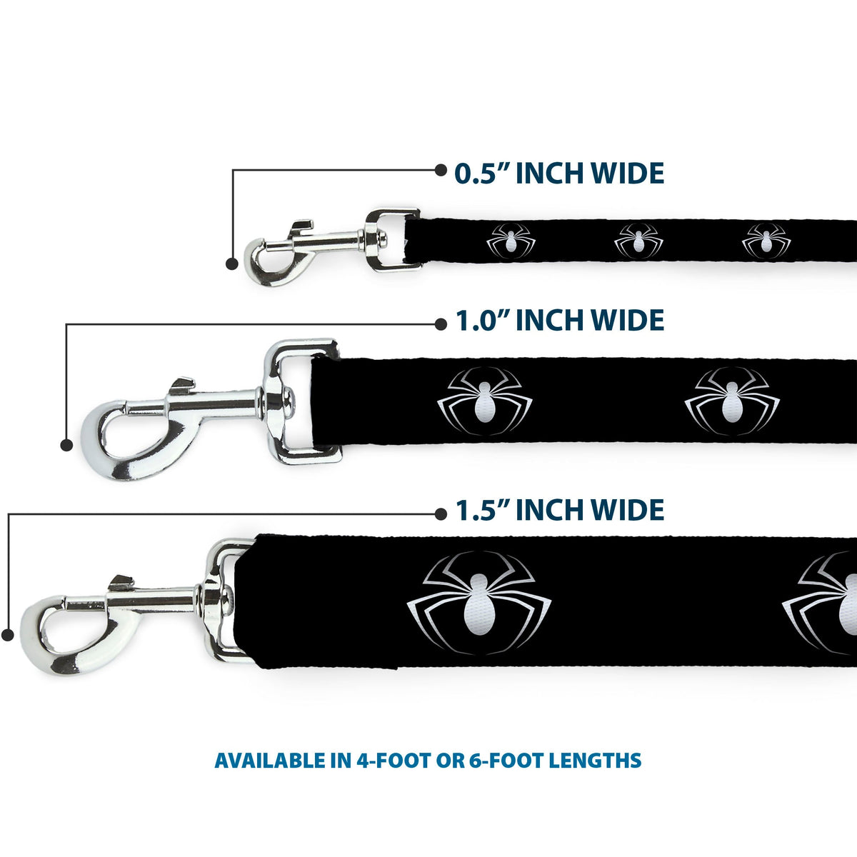 Dog Leash - Spider Logo3 Black/White 