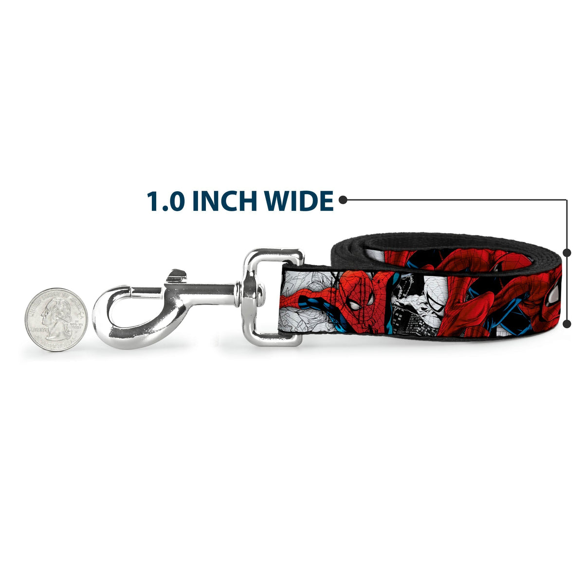 Dog Leash - SPIDER-MAN Action Poses/Comic Scenes White/Black/Red 