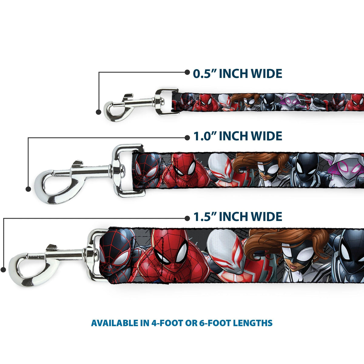 Dog Leash - 6-Spider Hero Action Poses Grays 