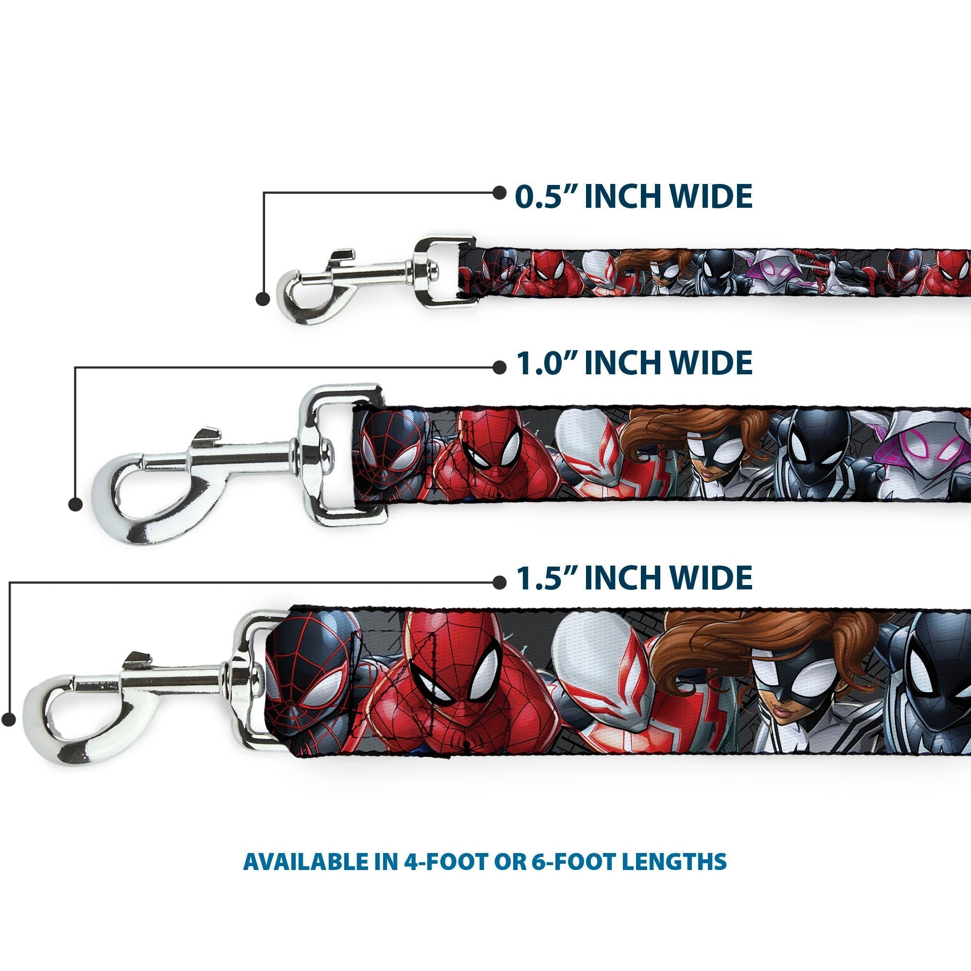 Dog Leash - 6-Spider Hero Action Poses Grays 